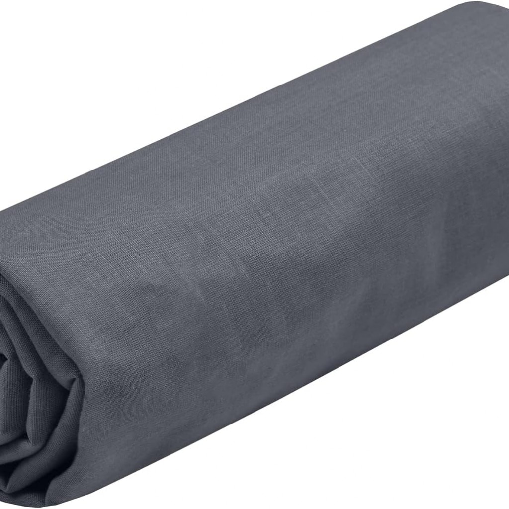 Drap Housse Stof 180 x 200 cm bonnet 30cm 57 Fils Coton Eden Ardoise