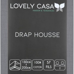 Drap Housse Stof 180 x 200 cm bonnet 30cm 57 Fils Coton