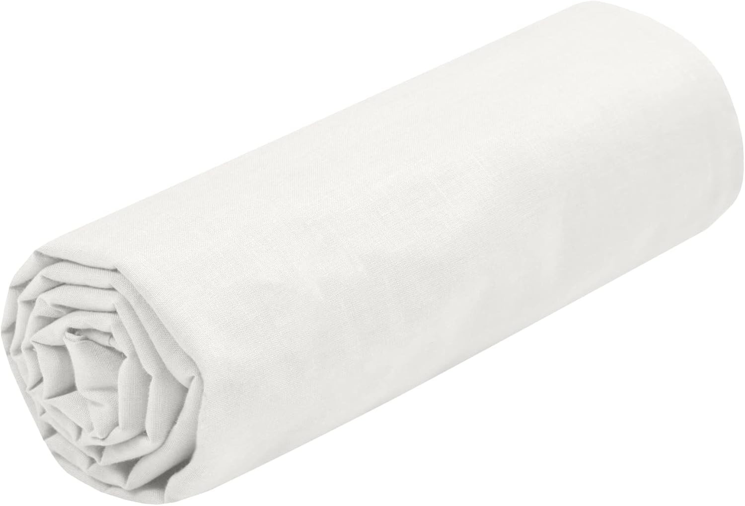 Drap Housse Stof 180 x 200 cm bonnet 30cm 57 Fils Coton Eden Ivoire
