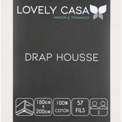 Drap Housse Stof 180 x 200 cm bonnet 30cm 57 Fils e