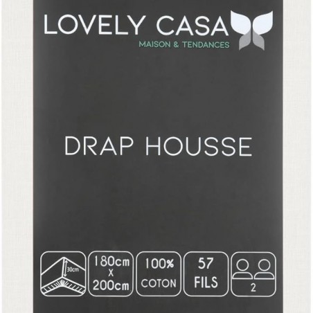 Drap Housse Stof 180 x 200 cm bonnet 30cm 57 Fils e