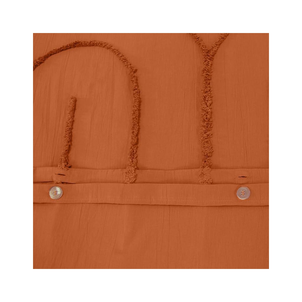 Parure Housse de Couette 260 x 240 cm Côté Déco Coton Lavé Tuftée Far Terracotta