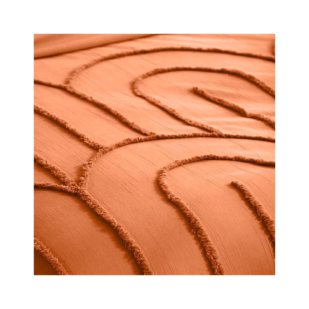 Parure Housse de Couette 260 x 240 cm Côté Déco Coton Lavé Tuftée Far Terracotta