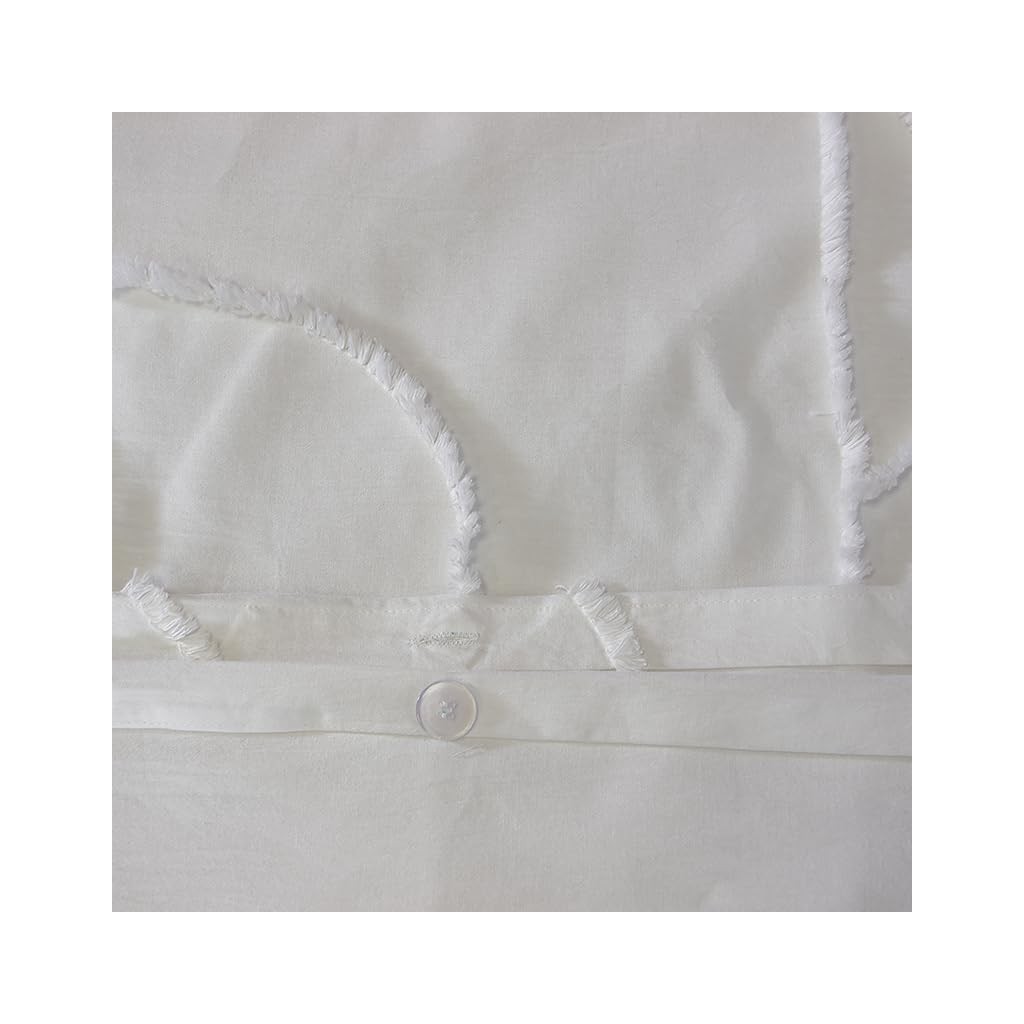 Parure Housse de Couette 240 x 220 cm Côté Déco Coton Lavé Tuftée Blanche
