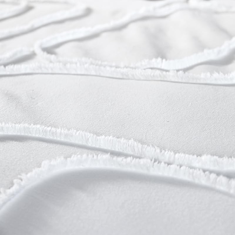 Parure Housse de Couette 240 x 220 cm Côté Déco Coton Lavé Tuftée Blanche