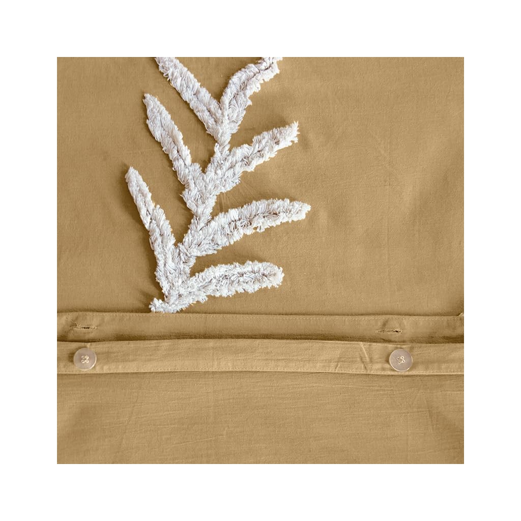 Parure Housse de Couette 240 x 220 cm Côté Déco Coton Lavé Tuftée Feuilles