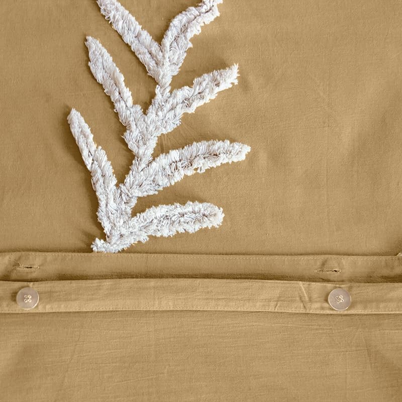 Parure Housse de Couette 240 x 220 cm Côté Déco Coton Lavé Tuftée Feuilles Parure Housse de Couette 240 x 220 cm Côté Déco Coton Lavé Tuftée Feuilles