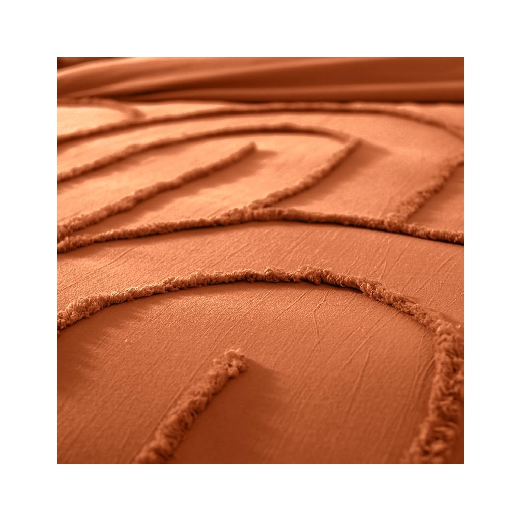 Parure Housse de Couette 240 x 220 cm Côté Déco Coton Lavé Tuftée Far Terracotta