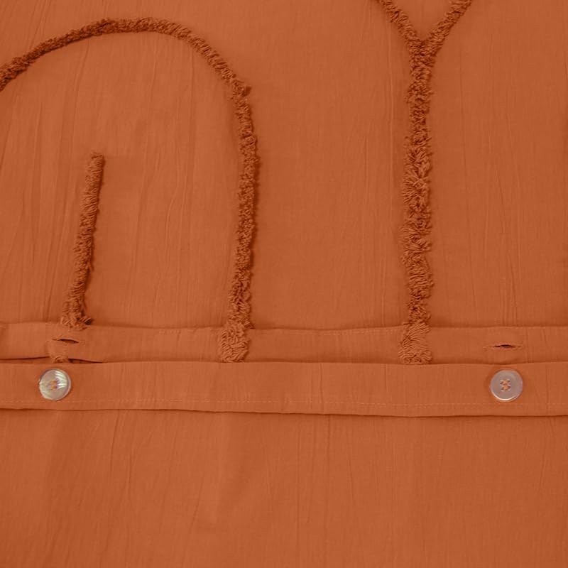 Parure Housse de Couette 240 x 220 cm Côté Déco Coton Lavé Tuftée Far Terracotta
