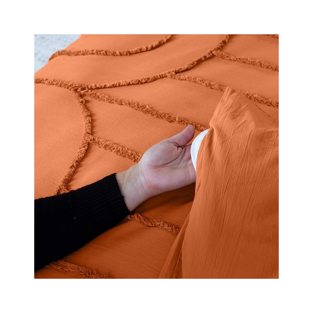 Parure Housse de Couette 240 x 220 cm Côté Déco Coton Lavé Tuftée Far Terracotta