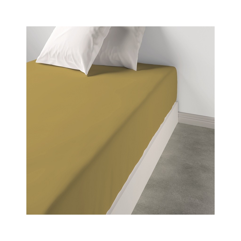 Drap housse uni coton gold 140 x 190 x 35 cm Les Ateliers du Linge 140 X 190 X 35 GOLD