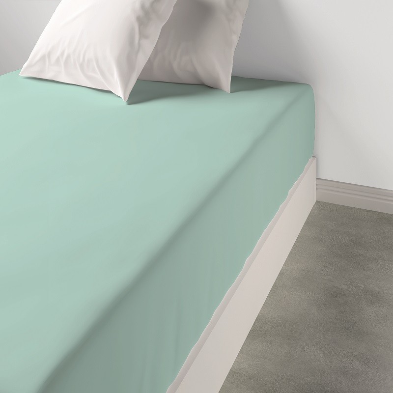 Drap Housse 180x200+35 cm Coton Aqua matelas épais