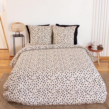 Parure Housse de couette Léopard Beige