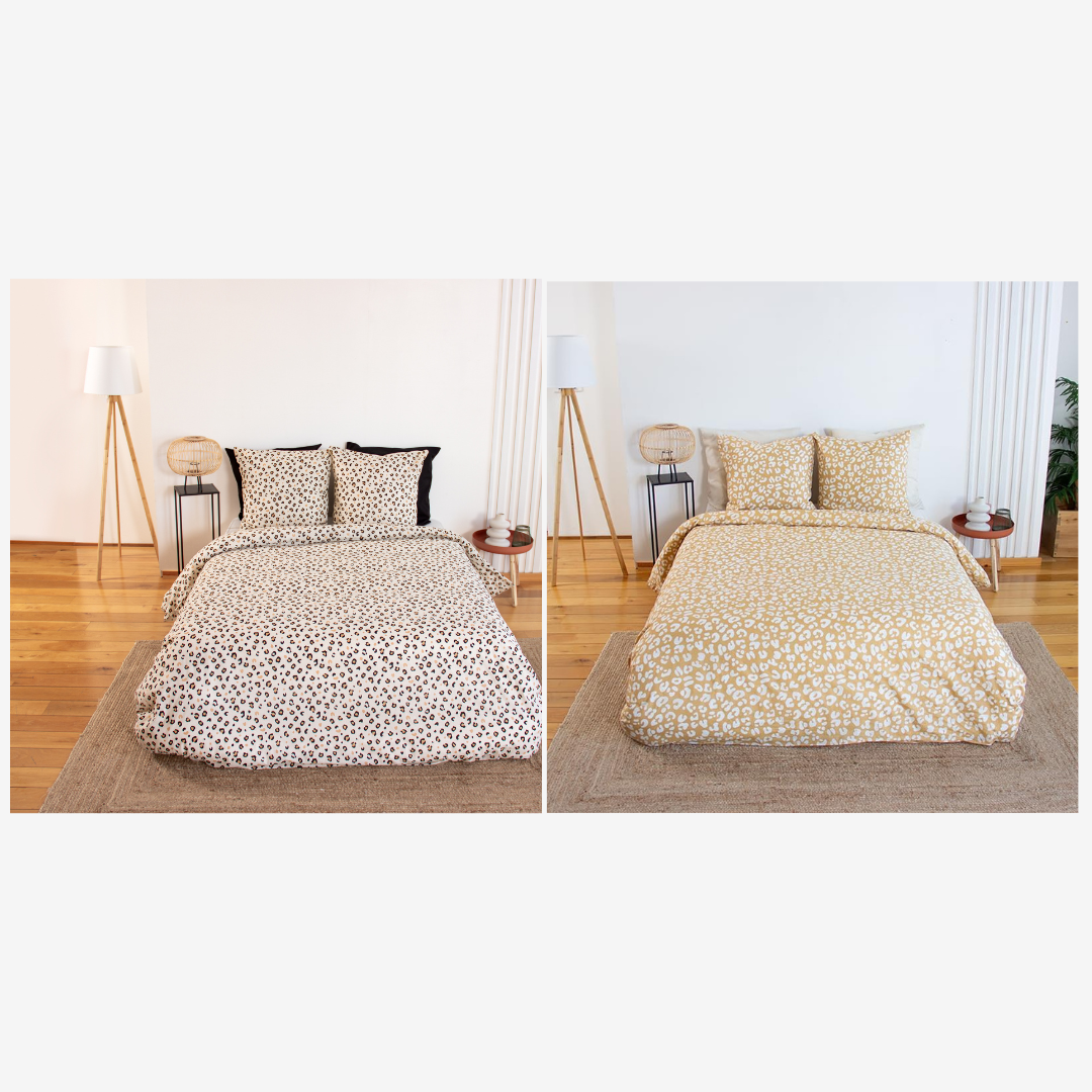 Parure Housse de couette Léopard Jaune