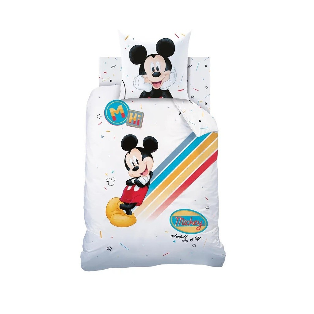 Parure de Lit Double Mickey 100% Coton, Housse de Couette 240x220