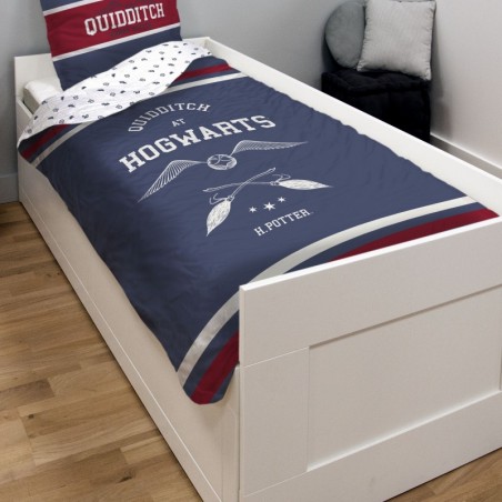 Housse de Couette Harry Potter, Quidditch, Bleu, 140x200cm, Enfant, 100% Coton