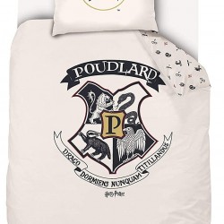 Warner Parure DE LIT Harry Potter HOUSSE DE COUETTE ET TAIE D'OREILLER Coton, Ecru, 140x200