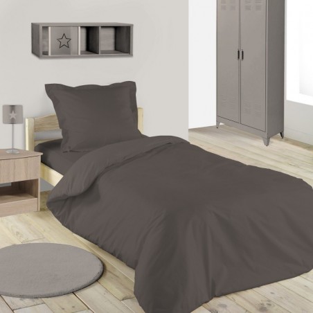 Housse de couette enfant 140x200 cm | Coton | Couleur Taupe