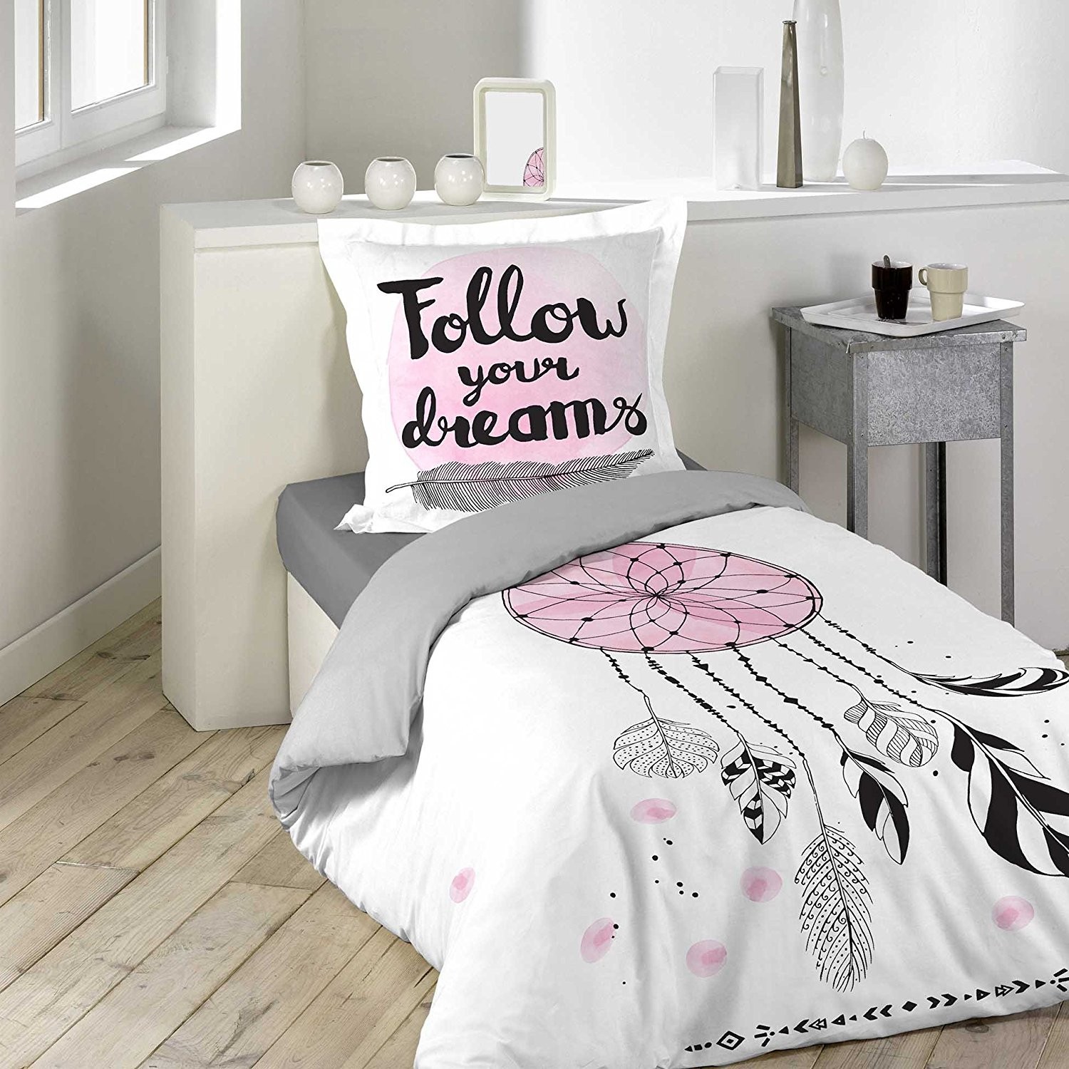 ENEN Parure de Lit 90x190 Enfant, Housse de Couette 90x190 cm + Taie  d'oreiller 40x 60 cm, Doux Ensemble de Literie en Microfibre Rose Dessins  Animés Lapin Housse Couette : : Cuisine