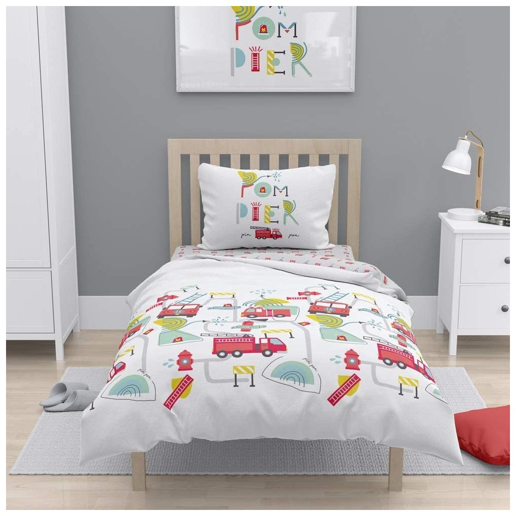 Housse de couette 100x140 sam le pompier - Cdiscount