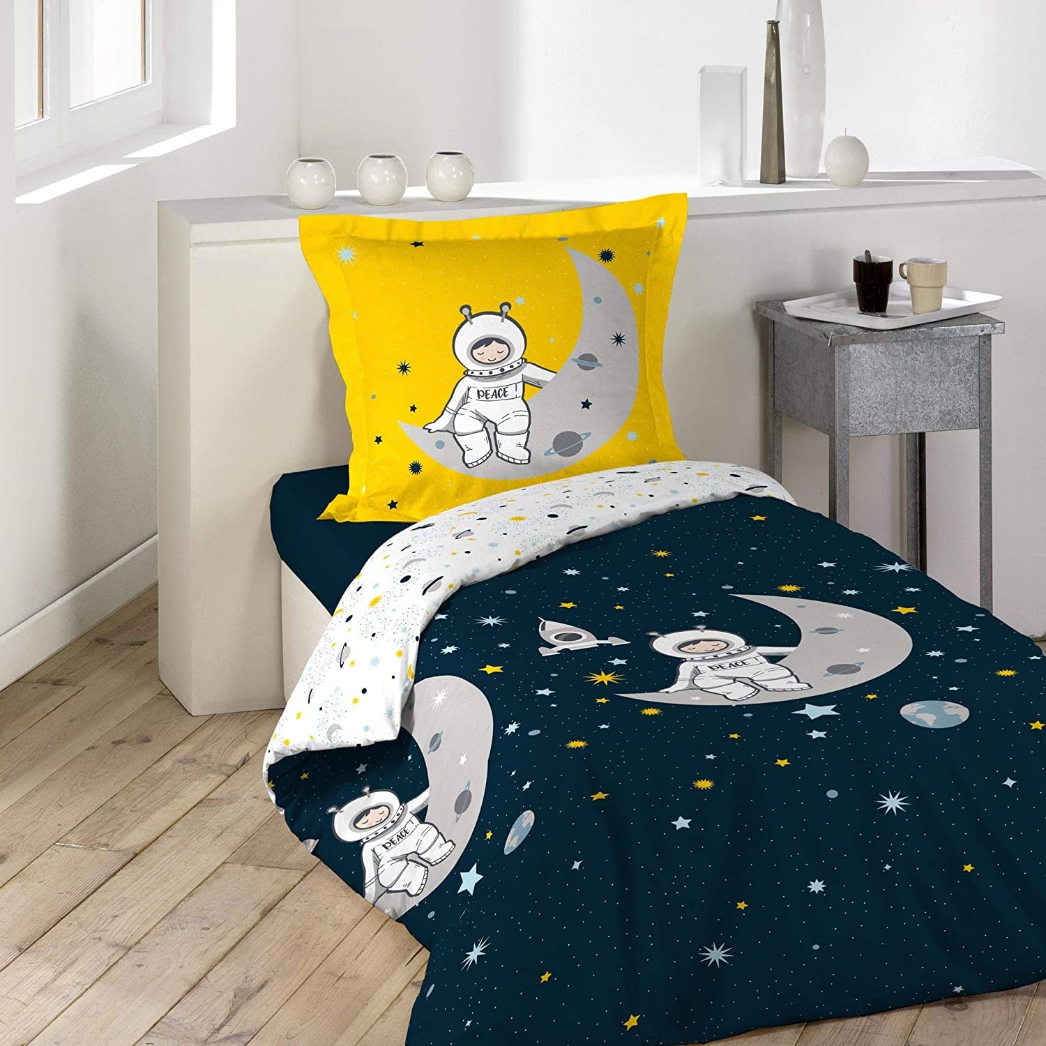 Parure de lit  - 140 x 200 cm - Imprimé petit astronaute