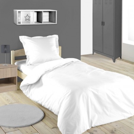 drap housse lit 1 personne blanc