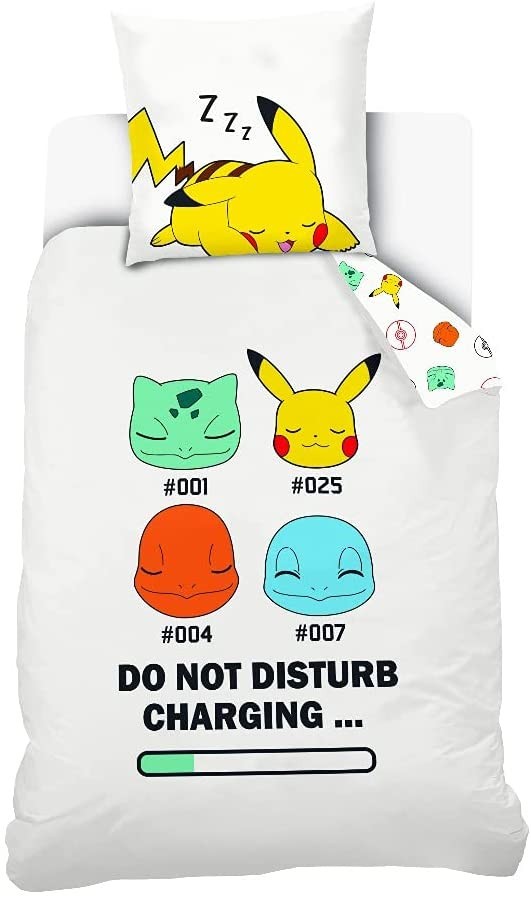 Pokémon - Parure de Lit Enfant Coton Pikachu High Voltage - Housse de  Couette 140x200 Taie d'Oreiller 63x63 cm - 1001 Nuits Enchantées