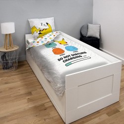 Pokémon - Housse de Couette 140x200cm + Taie d'oreiller 63x63cm - 100 % Coton - Blanc