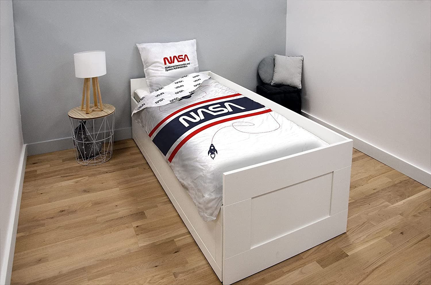 Nasa, Parure Housse de couette 140 x 200 cm, Blanc Nasa, Parure Housse de couette 140 x 200 cm, Blanc