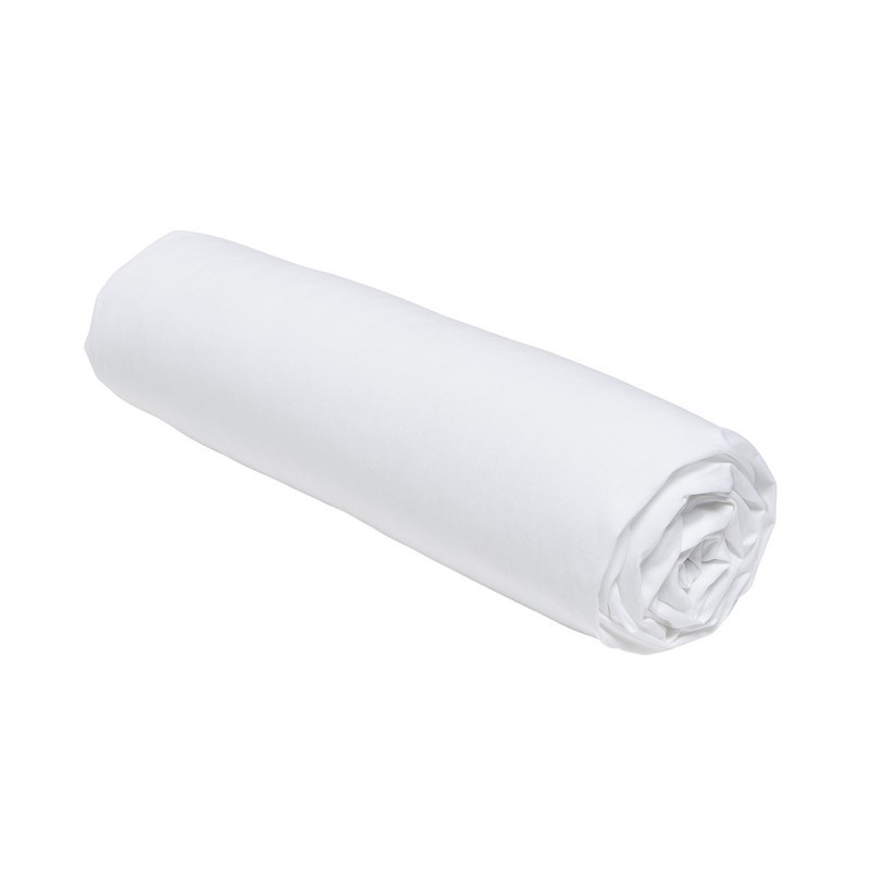 Drap Housse Coton 90x190/200 cm bonnet de 23 cm Today Craie (Blanc)