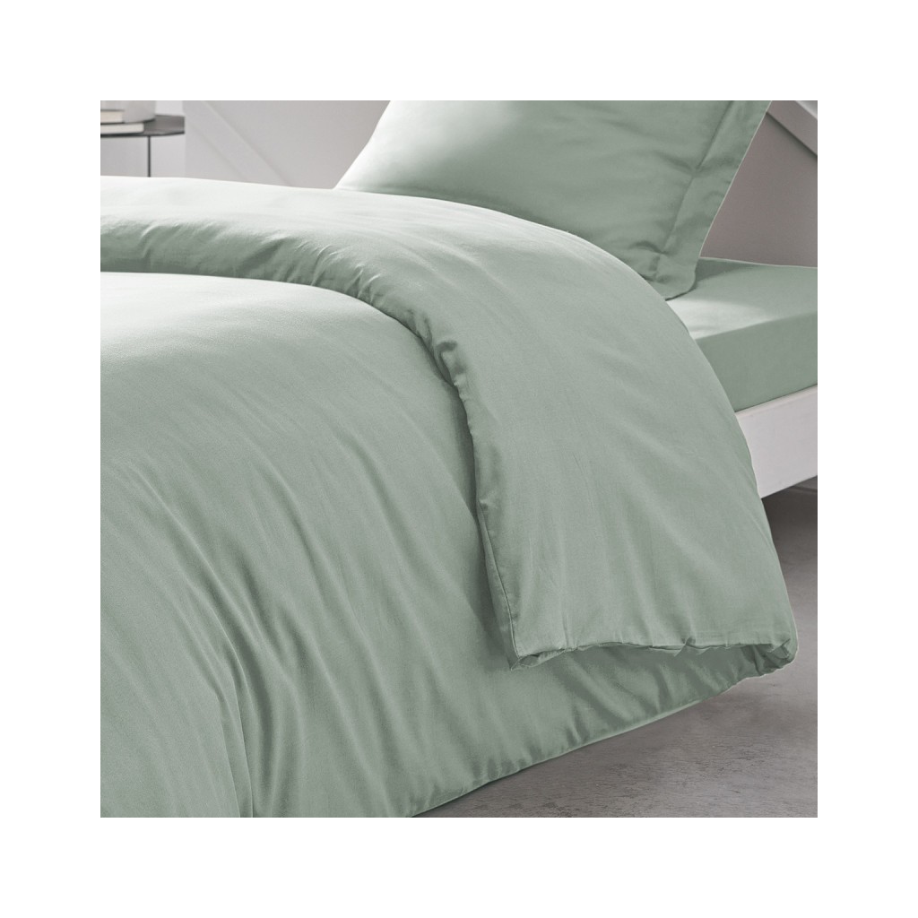 Housse de couette 240x220 en coton vert céladon PISSENLIT