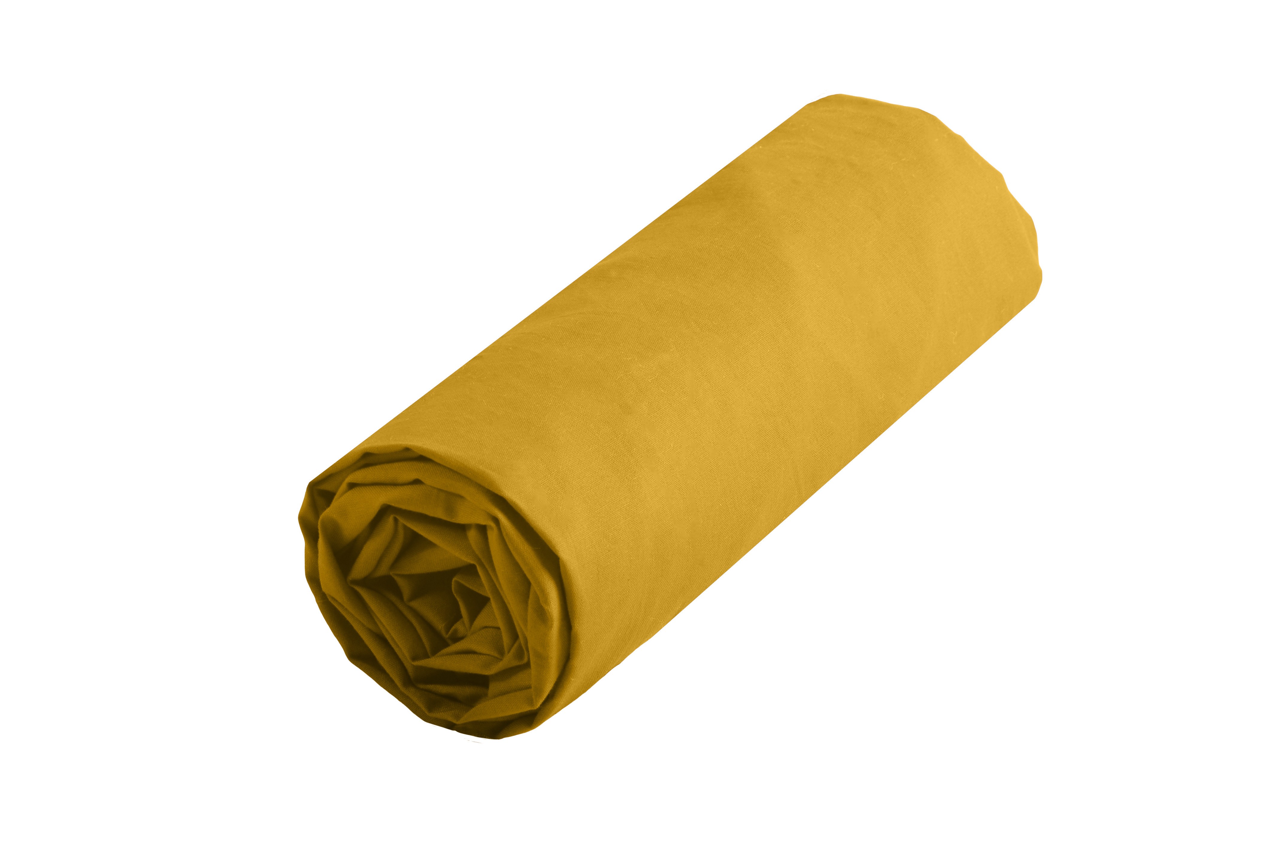 Drap Housse 160x200 Jaune, Linge Déco