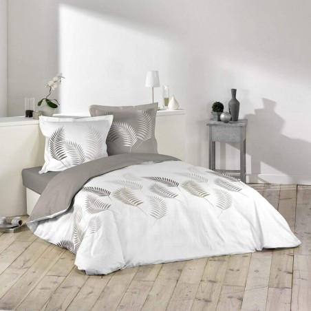 parure de lit blanche taupe