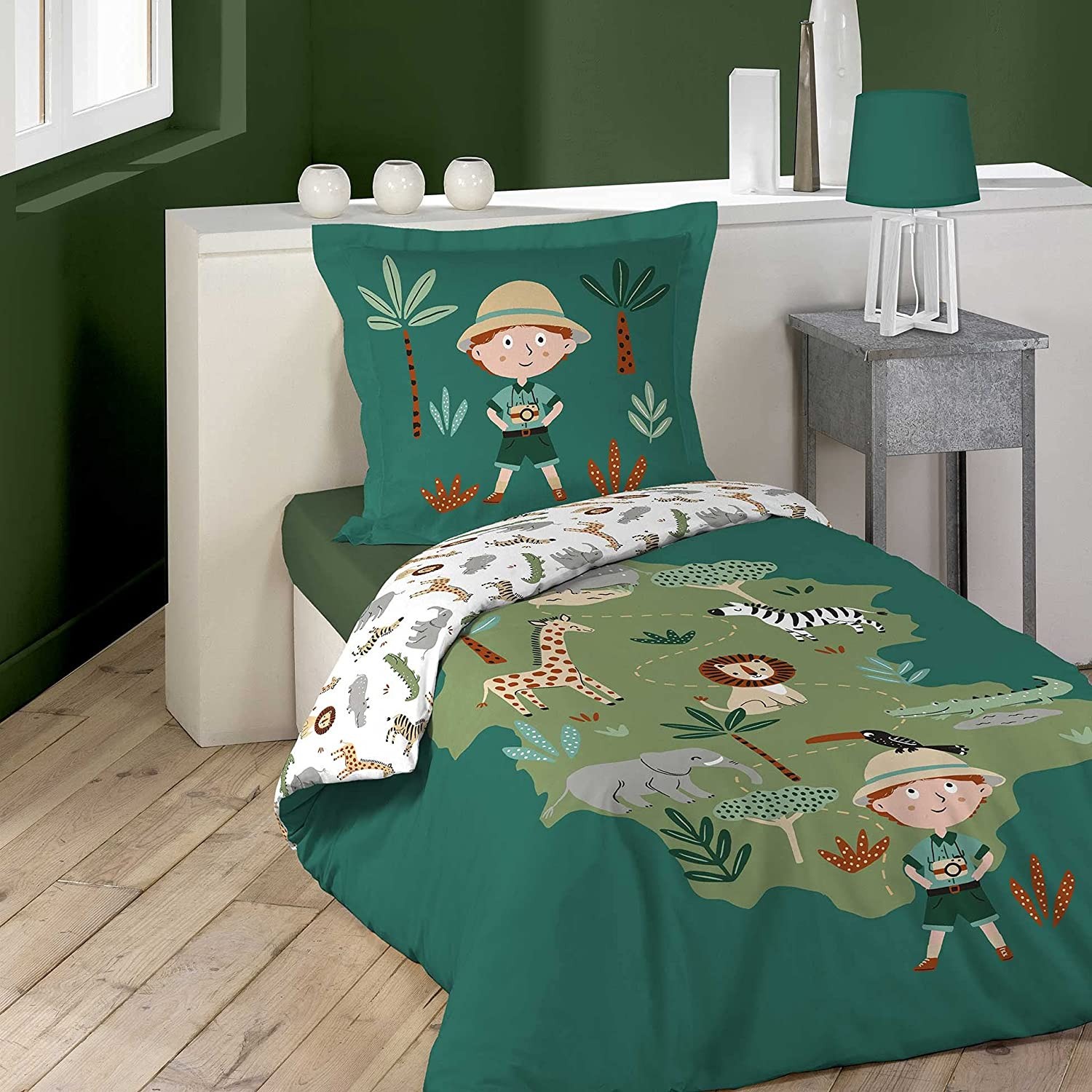 Parure Housse de Couette 140 x 200 cm Leo L'Explorateur