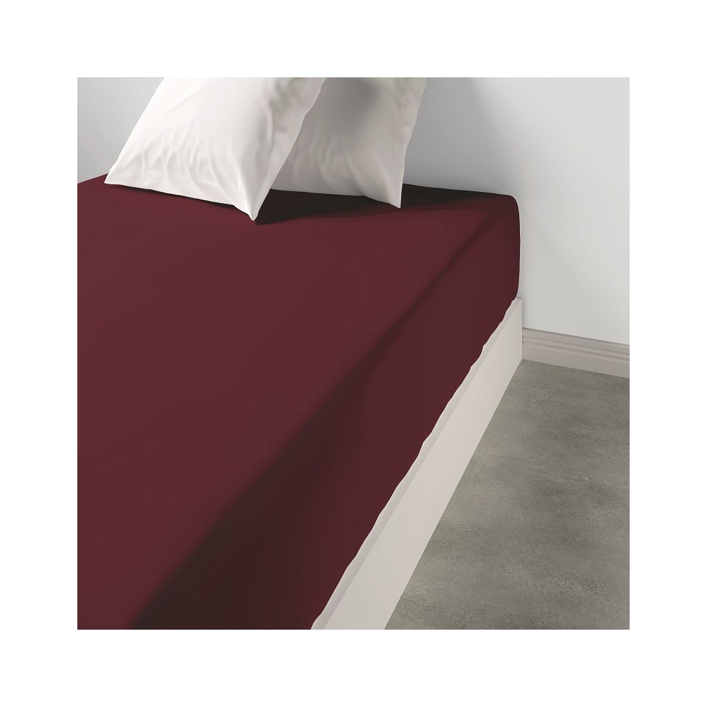 Atelier du Linge - Drap Housse 140 x 190 + 35 cm Coton,  Grenat