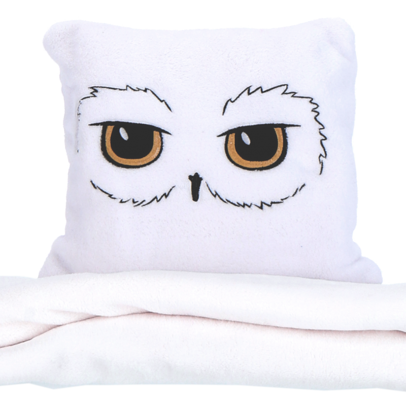 Plaid Coussin 2-en-1 Harry Potter Hedwige - Plaid Moelleux Rangé Dans Un Coussin Chouette, Fermeture éclair | Décoration Et Confort