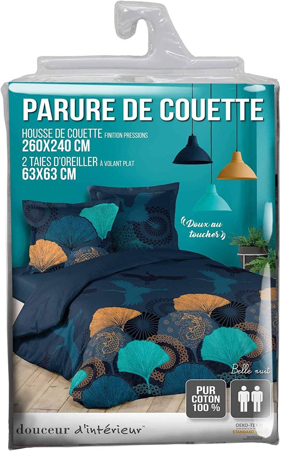 Parure Housse de Couette 260x240 cm Douceur d'Intérieur Belle Nuit.