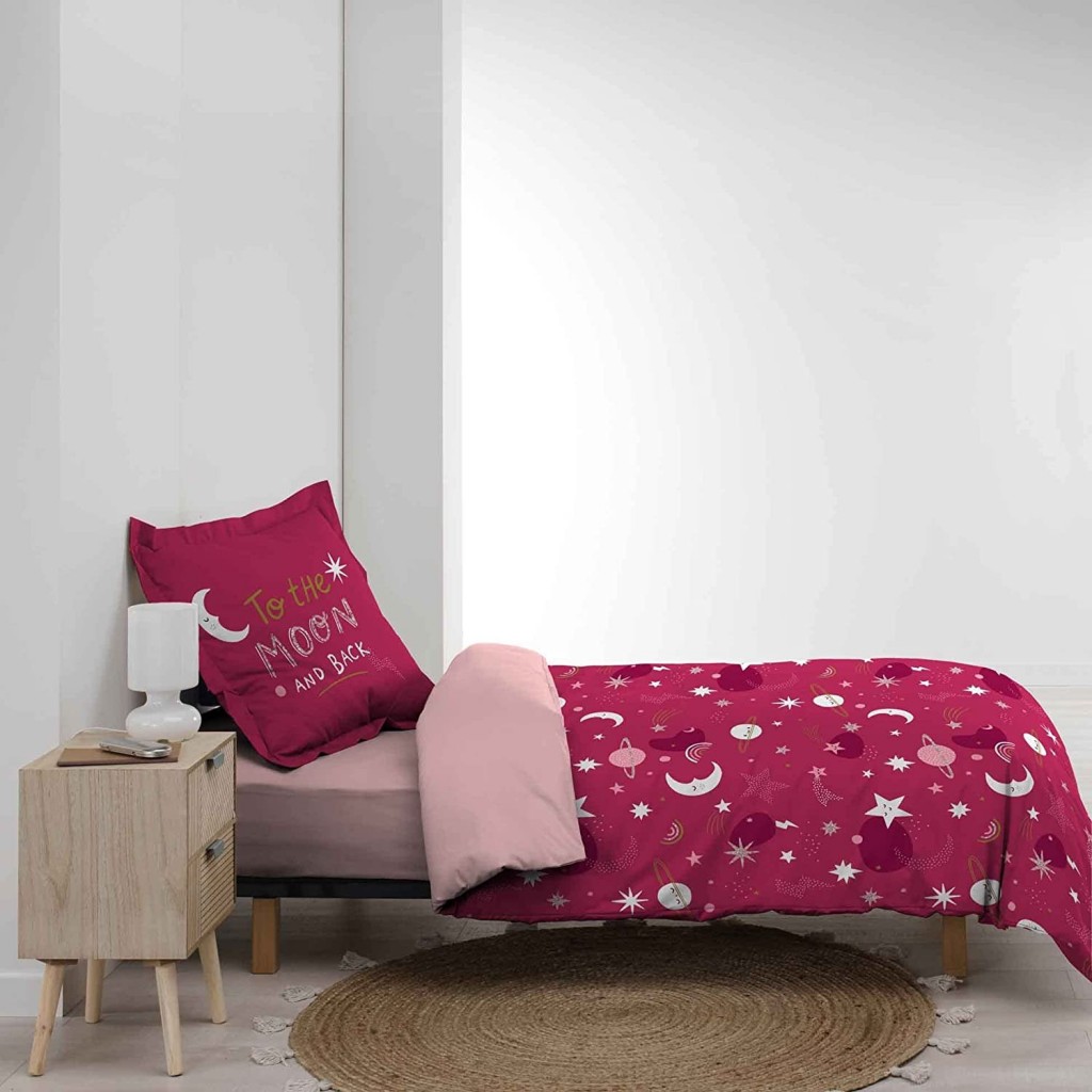 douceur d'intérieur, Parure 2 Pièces (140 x 200 cm) Moonlight Rose, 100% Coton