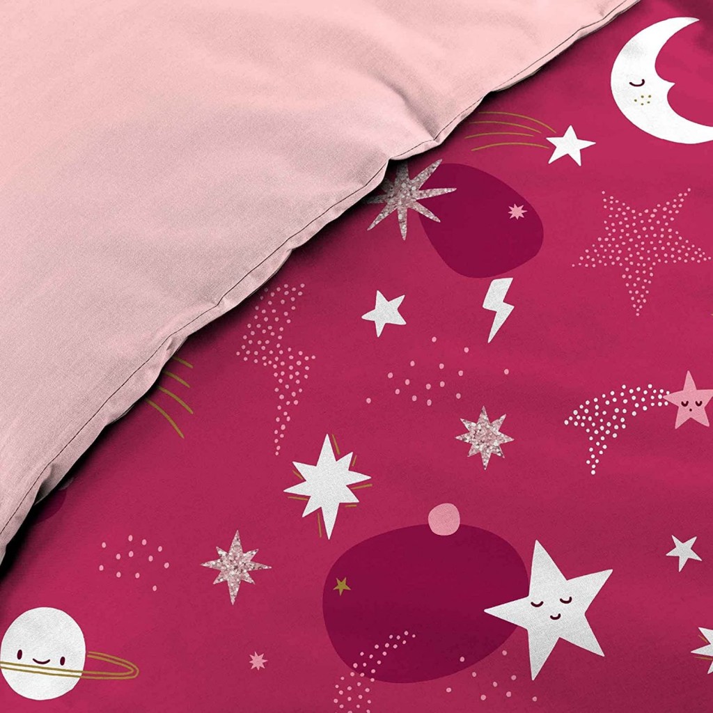 douceur d'intérieur, Parure 2 Pièces (140 x 200 cm) Moonlight Rose, 100% Coton