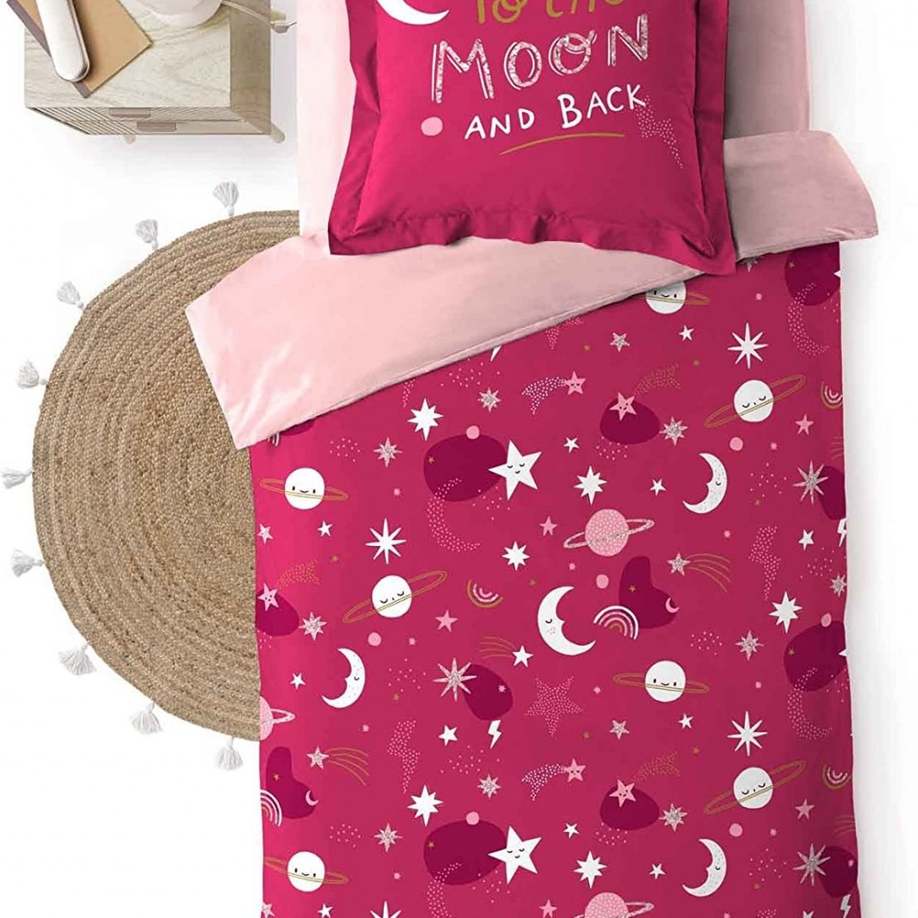 douceur d'intérieur, Parure 2 Pièces (140 x 200 cm) Moonlight Rose, 100% Coton