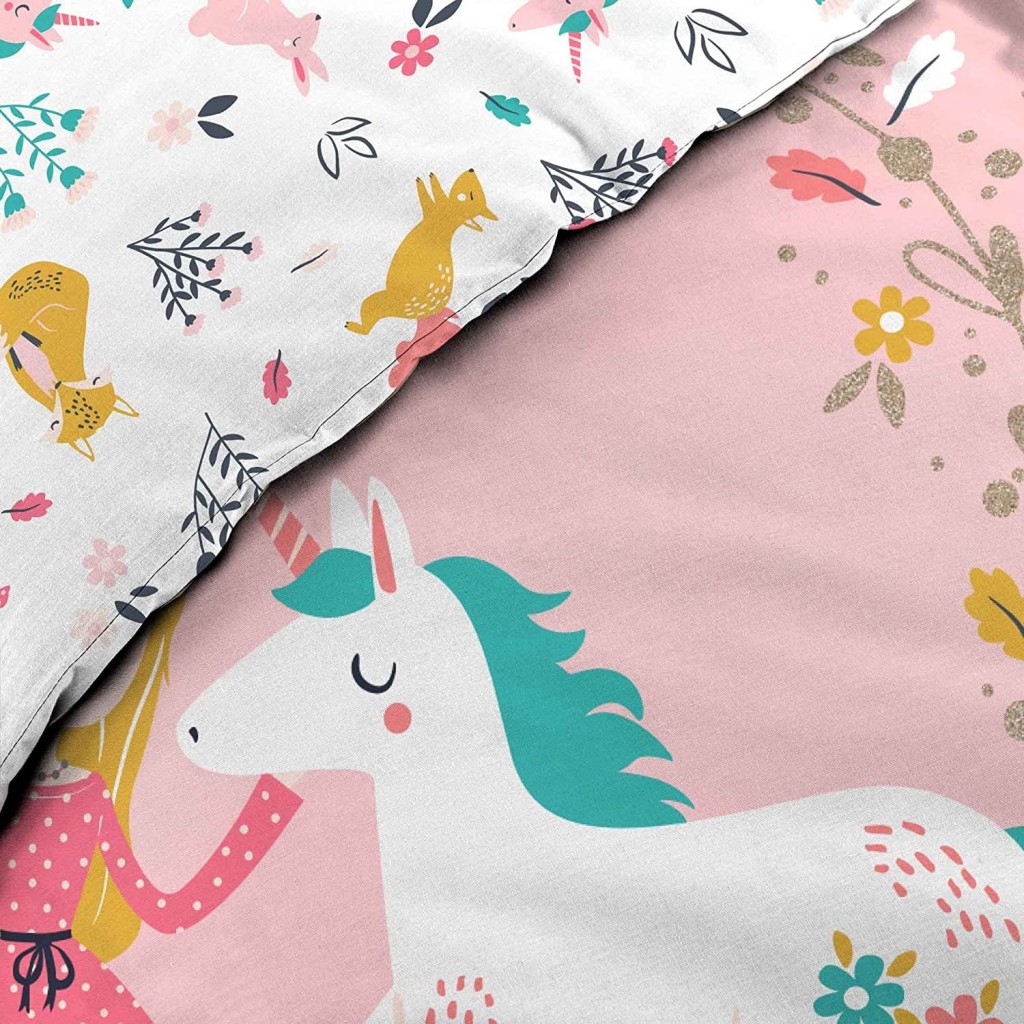 housse de couette enfant 140 x 200 cm Princesse Licorne