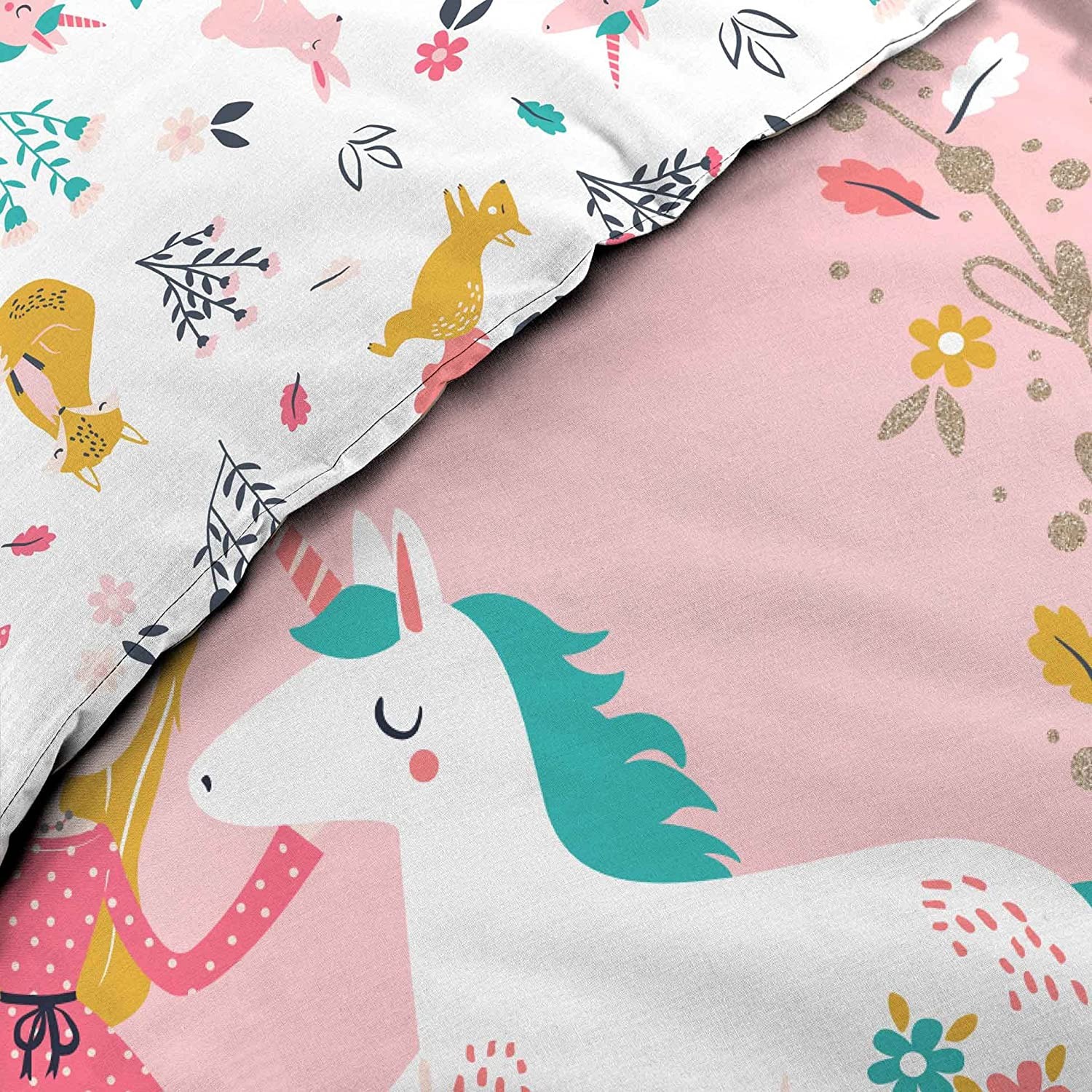 housse de couette enfant 140 x 200 cm Princesse Licorne