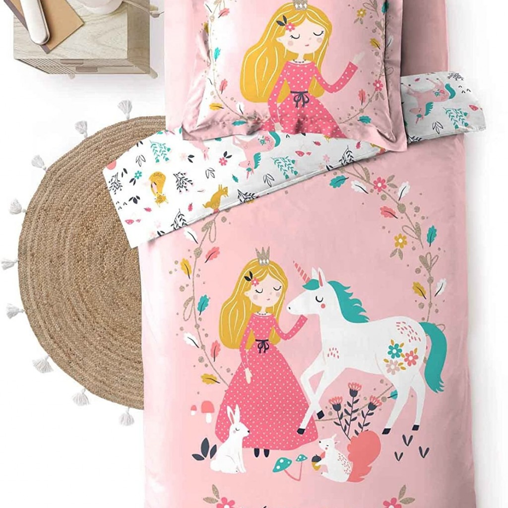 housse de couette enfant 140 x 200 cm Princesse Licorne