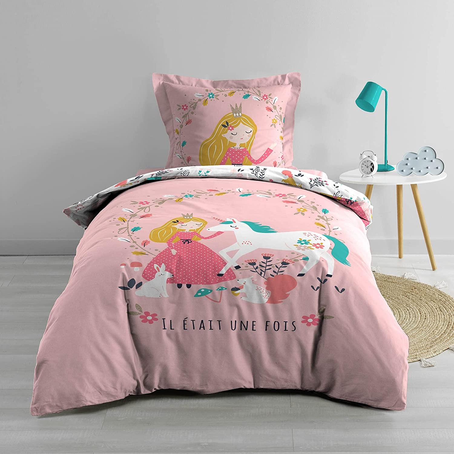 housse de couette enfant 140 x 200 cm Princesse Licorne
