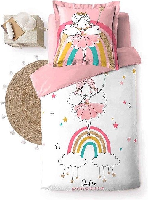 Parure de couette fille 140x200 cm 100% Coton 57 fils Wish HOUSSE