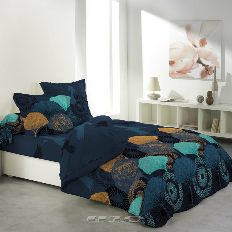 Parure De Lit Microfibre Brossée Avec Jupe à Volants - 180x200 Cm, 2 Taies, Bleu Acier
