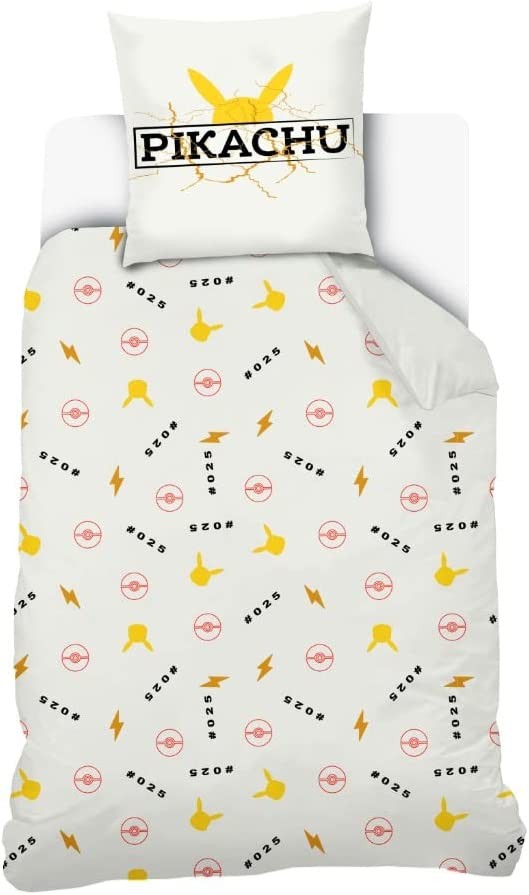 Pokémon - Parure de Lit Enfant Coton Pikachu High Voltage - Housse de  Couette 140x200 Taie d'Oreiller 63x63 cm - 1001 Nuits Enchantées