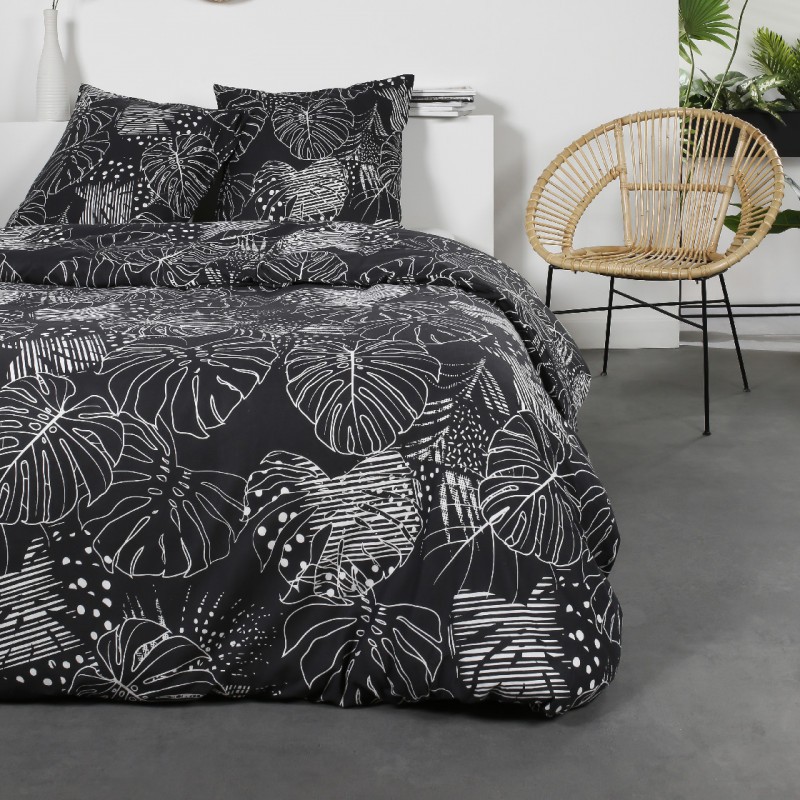 Parure Housse de couette Flanelle Collection Florale - Noir - Kiabi - 25.15€