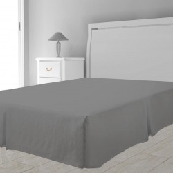 Cache-Sommier 160x200 Gris – 4 Volants de 30 cm pour Lit Adulte avec Sommier  – Protège Sommier