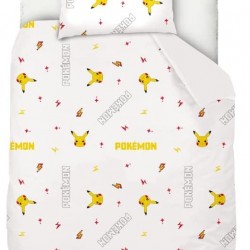 Pokemon - Parure de Lit Enfant Coton Pikachu - Housse de Couette 140x200  Taie d'Oreiller 65x65 cm - 1001 Nuits Enchantées